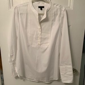 J. Crew white tuxedo popover shirt